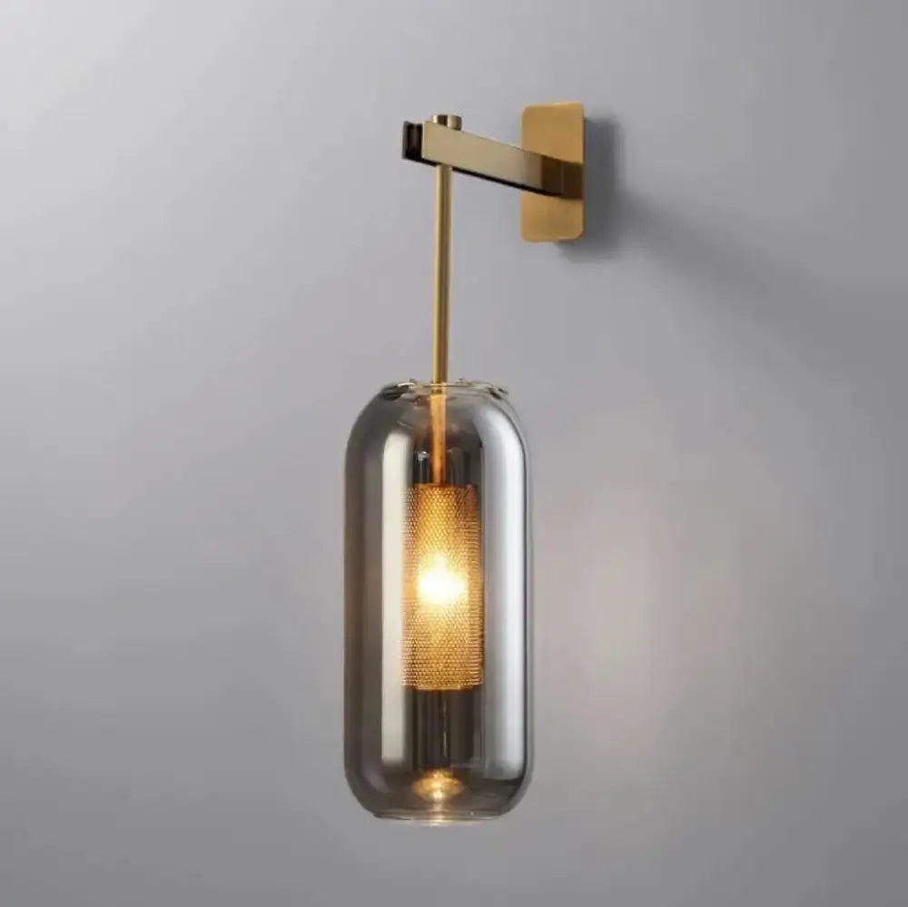 Modern brass & black sconce lights – bedroom glass wall sconce