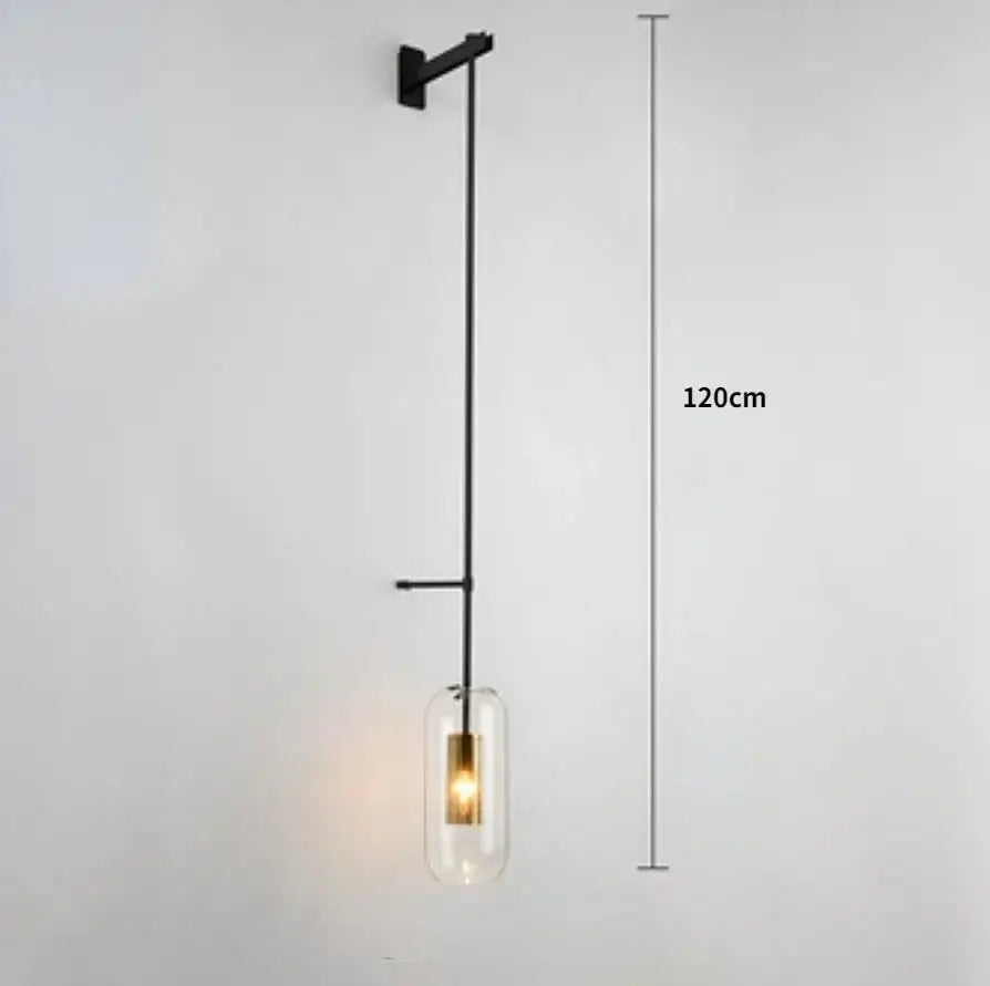 Modern brass & black sconce lights – bedroom glass wall sconce