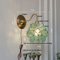 Modern brass butterfly wall sconce bedroom pink & blue glass light