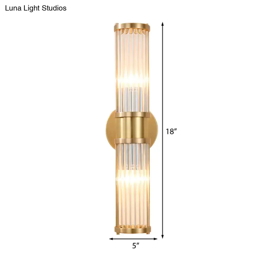 Modern brass clear crystal wall lamp bedroom sconce