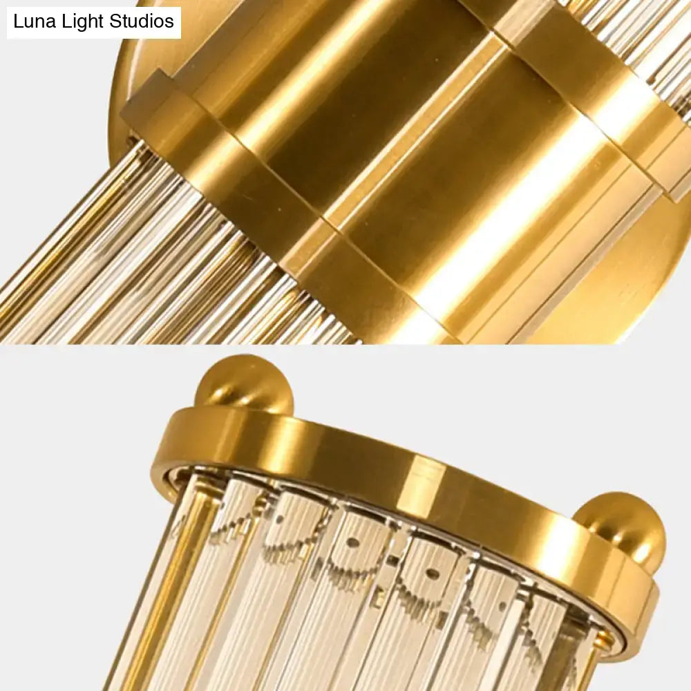 Modern brass clear crystal wall lamp bedroom sconce