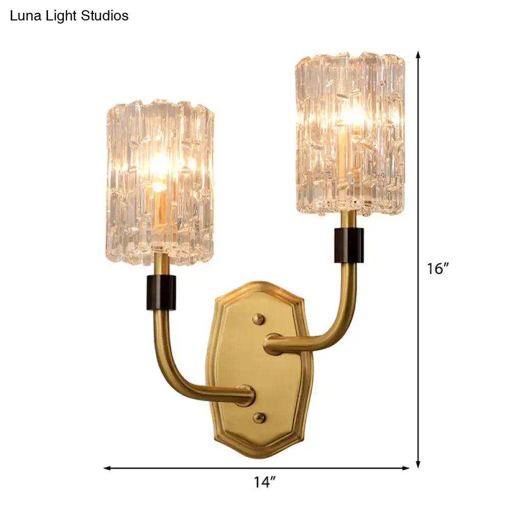 Modern brass clear glass sconce living room crystal wall light