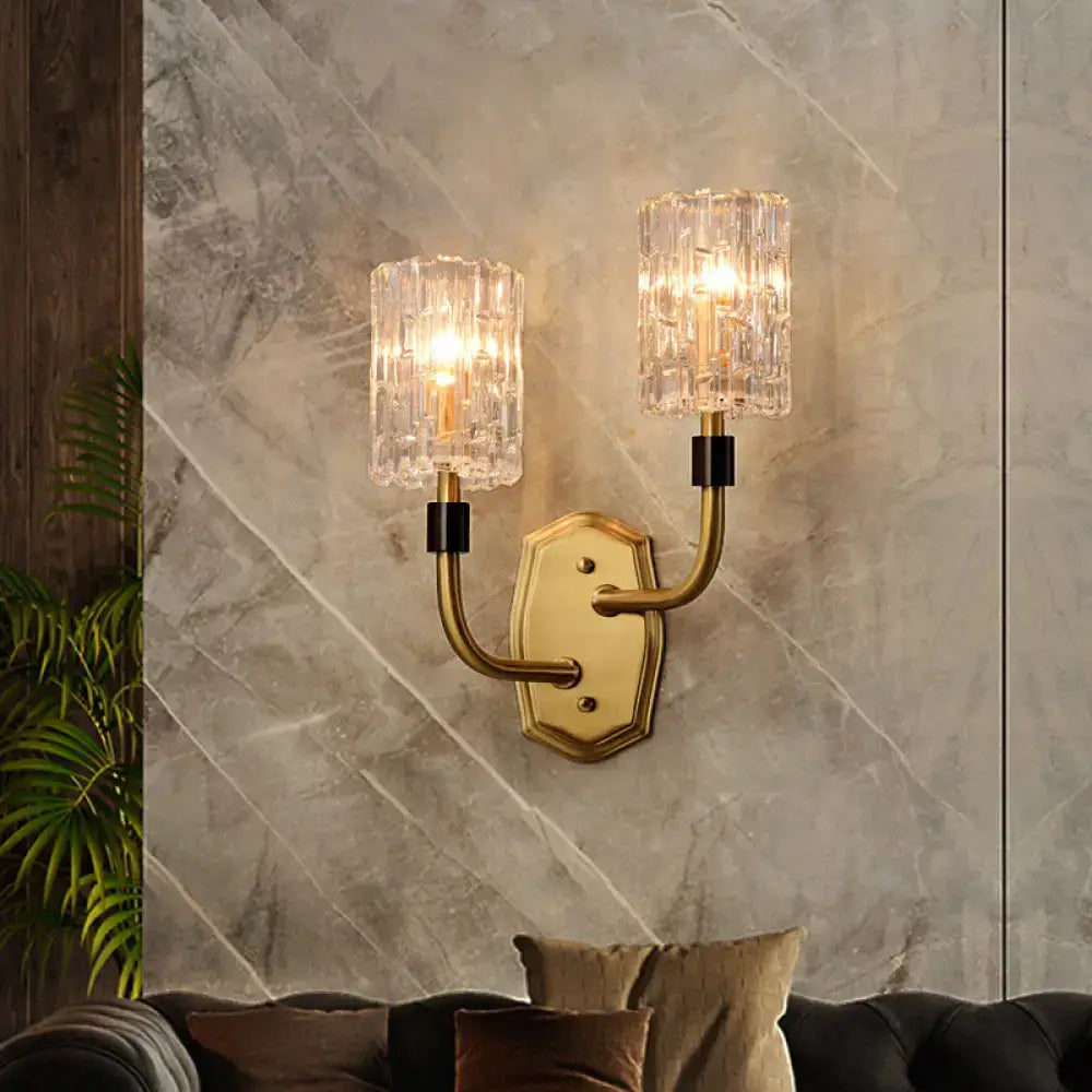 Modern brass clear glass sconce living room crystal wall light