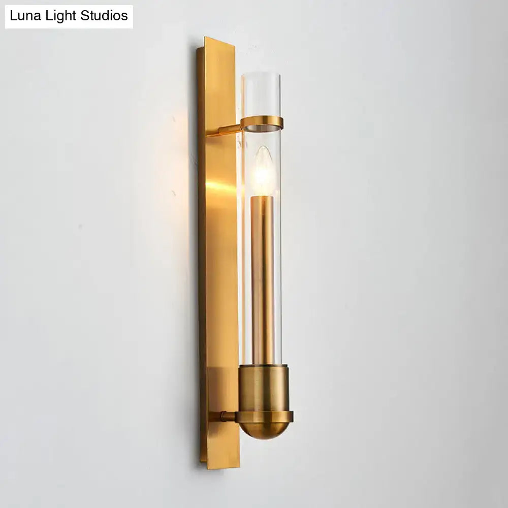 Modern brass clear glass wall sconce bedroom light fixture
