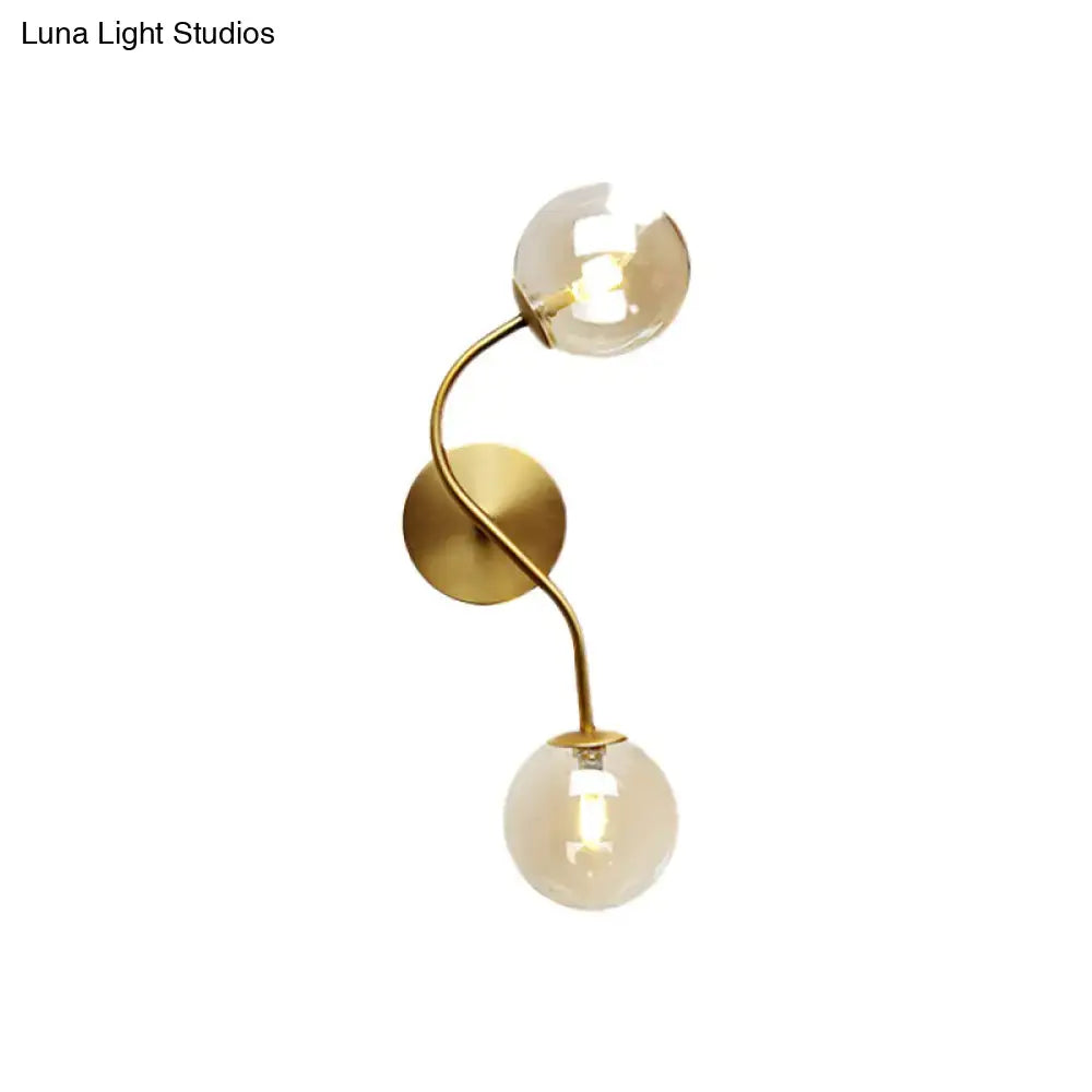 Modern brass clear tan glass wall lamp – stairway 2-light led