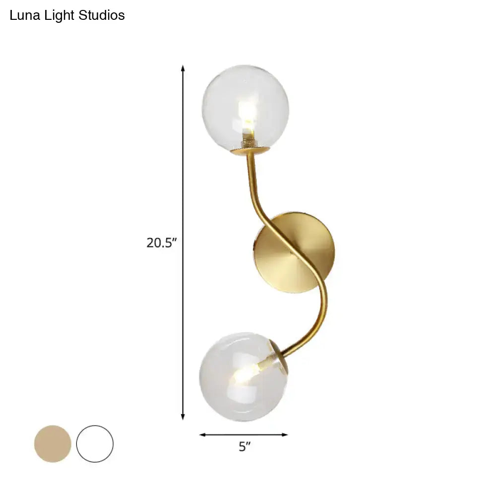 Modern brass clear tan glass wall lamp – stairway 2-light led