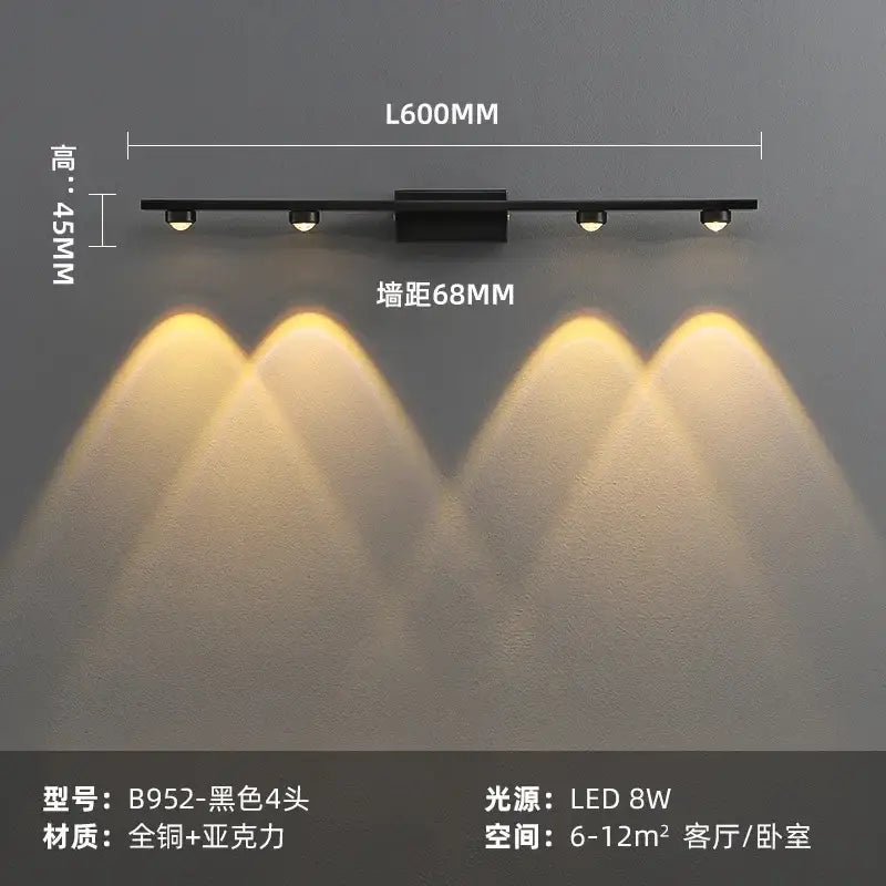 Modern brass copper led wall lamp bedroom reading light