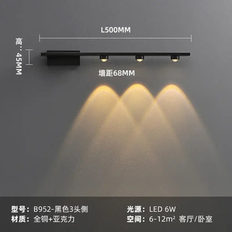 Modern brass copper led wall lamp bedroom reading light