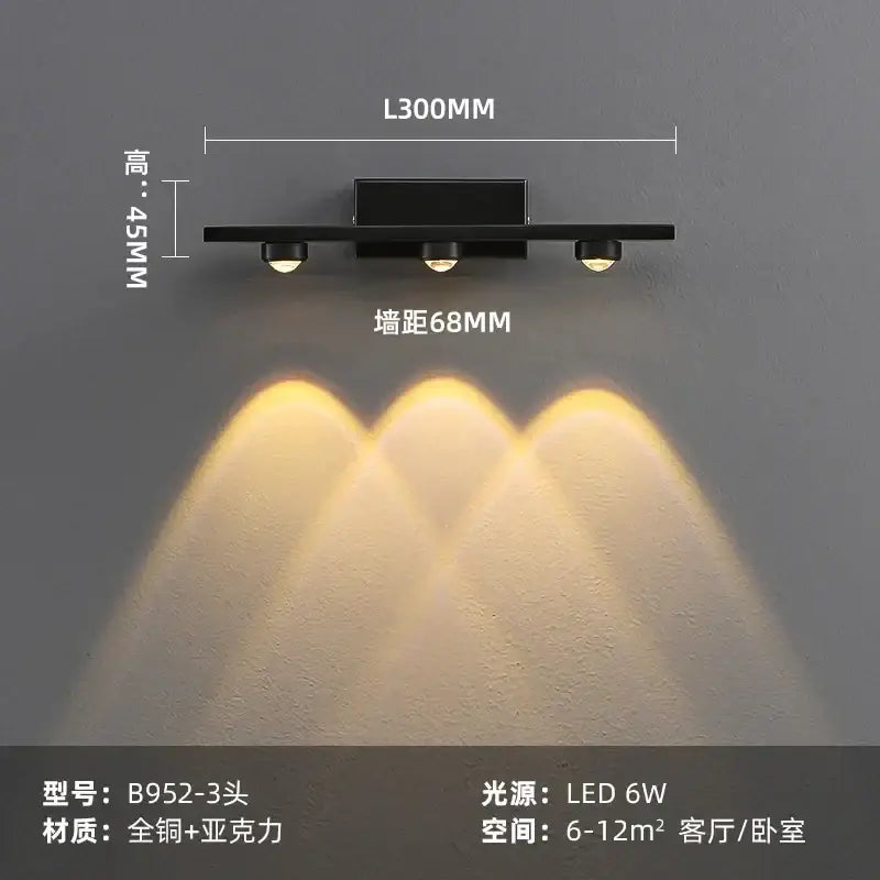Modern brass copper led wall lamp bedroom reading light