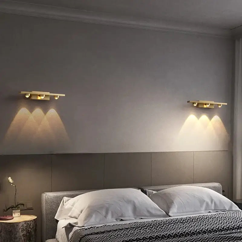 Modern brass copper led wall lamp bedroom reading light