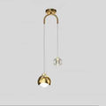 Modern brass crystal ball pendant light bedroom decor