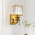 Modern brass crystal block wall light bedroom e12 e14 fixture