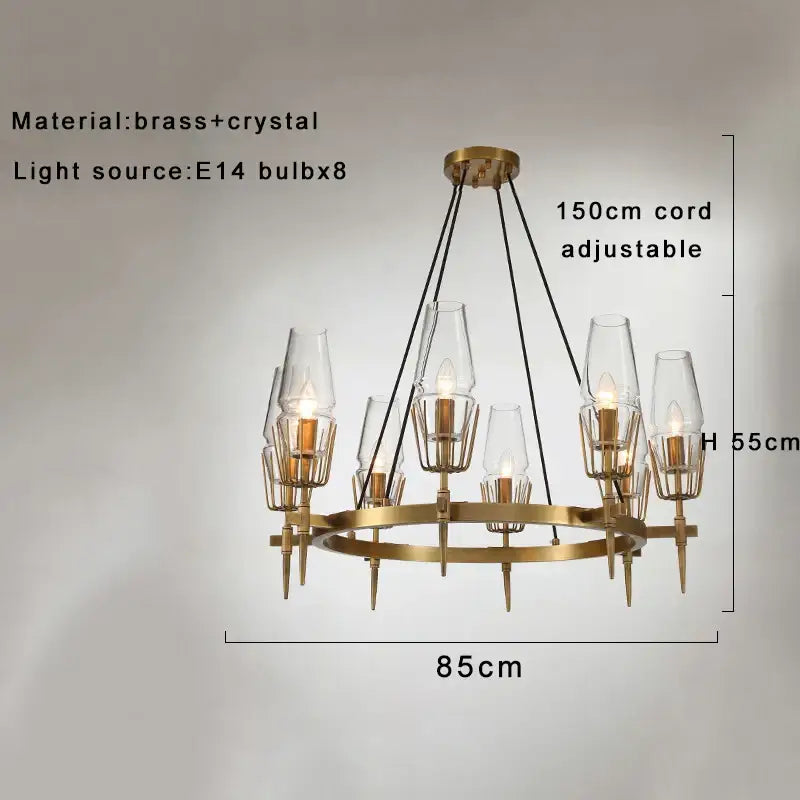 Modern brass crystal bronze pendant lamp dining room dimmable led