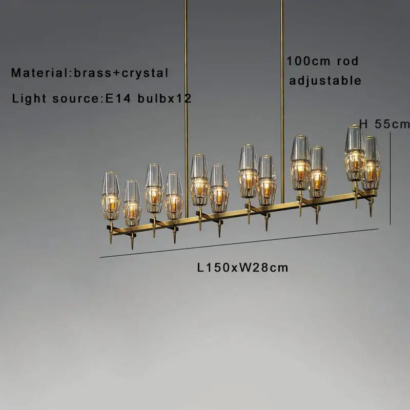 Modern brass crystal bronze pendant lamp dining room dimmable led