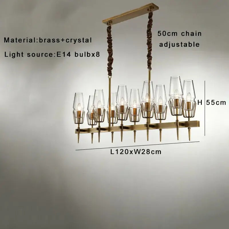 Modern brass crystal bronze pendant lamp dining room dimmable led