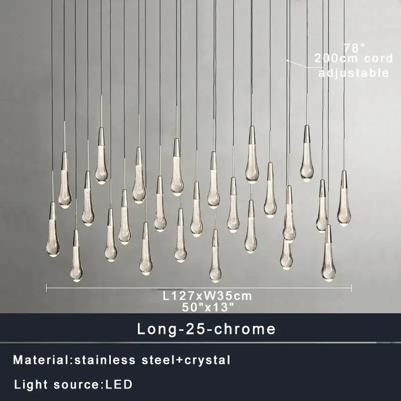 Modern brass crystal ceiling pendant light – dining room teardrop