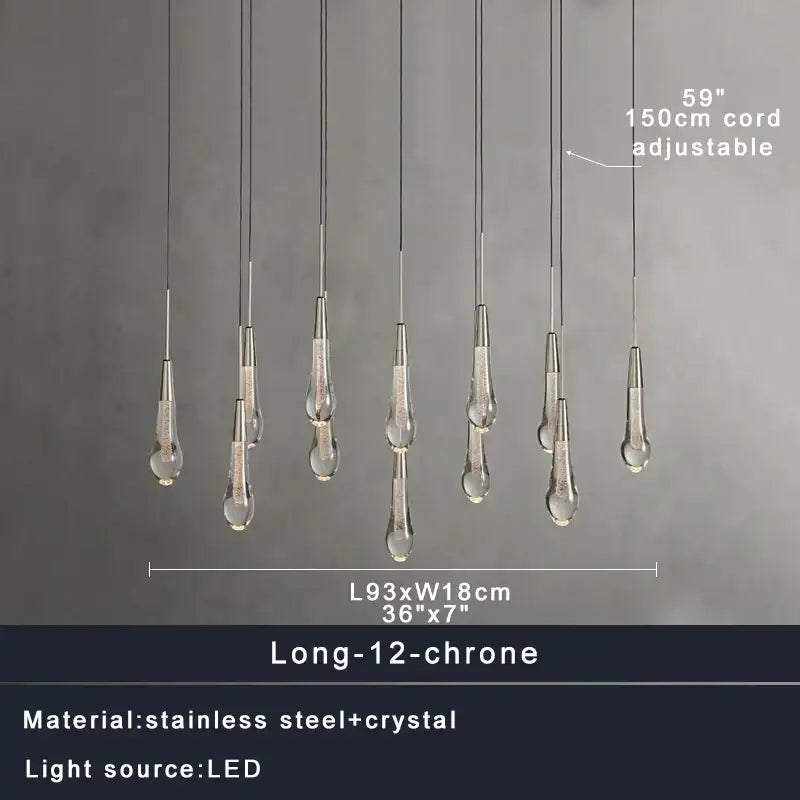 Modern brass crystal ceiling pendant light – dining room teardrop
