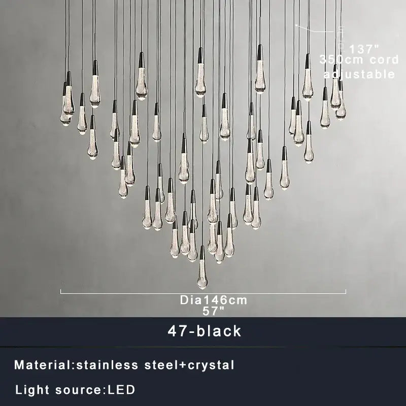 Modern brass crystal ceiling pendant light – dining room teardrop