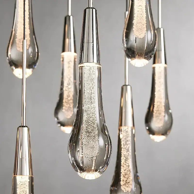 Modern brass crystal ceiling pendant light – dining room teardrop