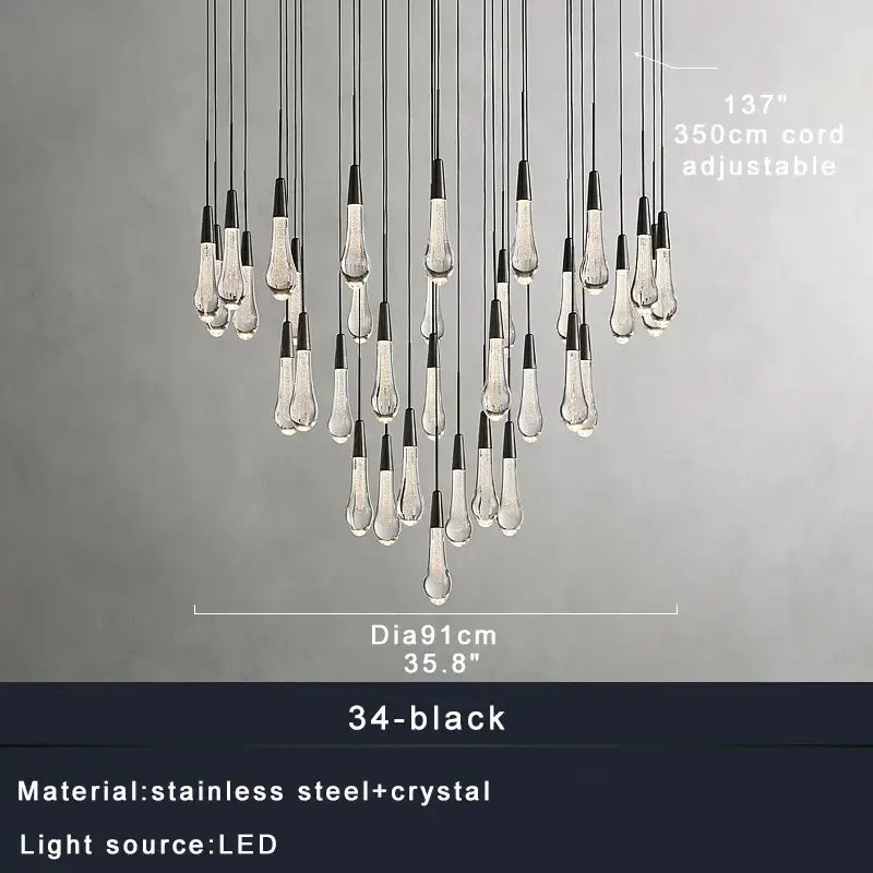 Modern brass crystal ceiling pendant light – dining room teardrop