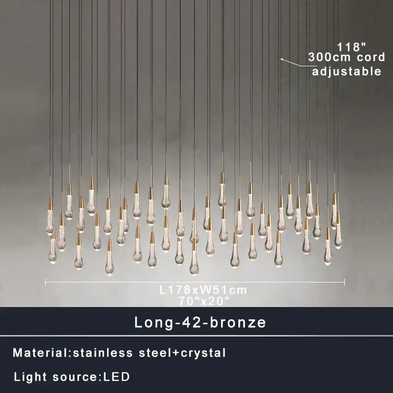 Modern brass crystal ceiling pendant light – dining room teardrop