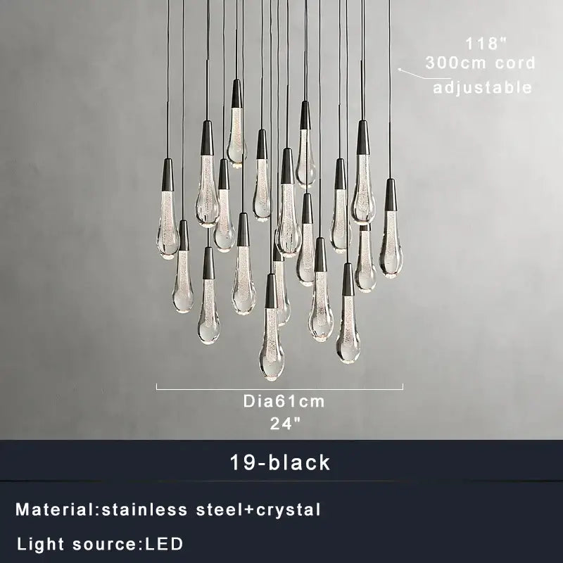 Modern brass crystal ceiling pendant light – dining room teardrop