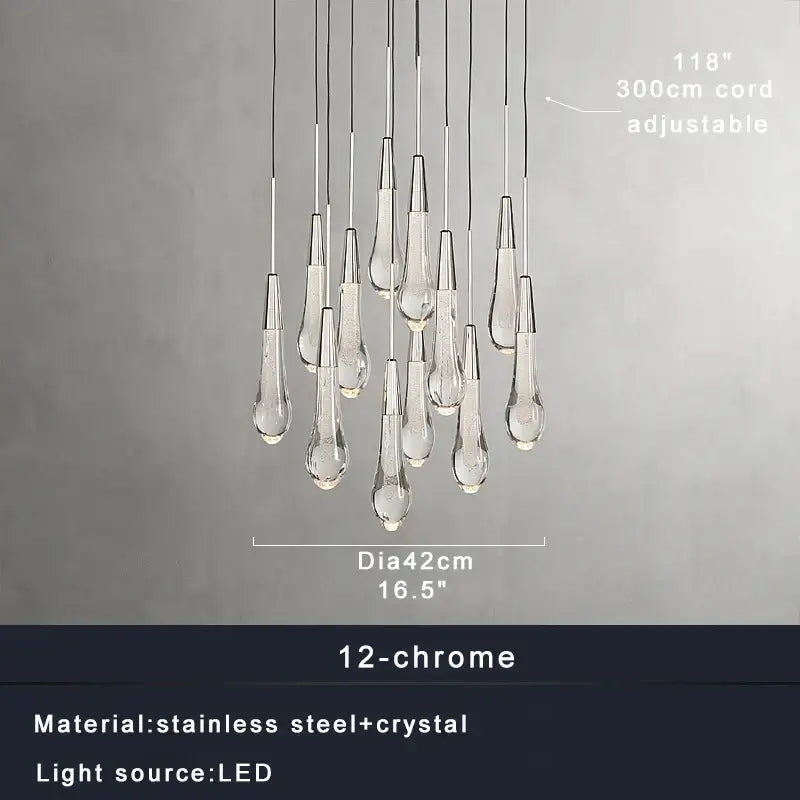 Modern brass crystal ceiling pendant light – dining room teardrop