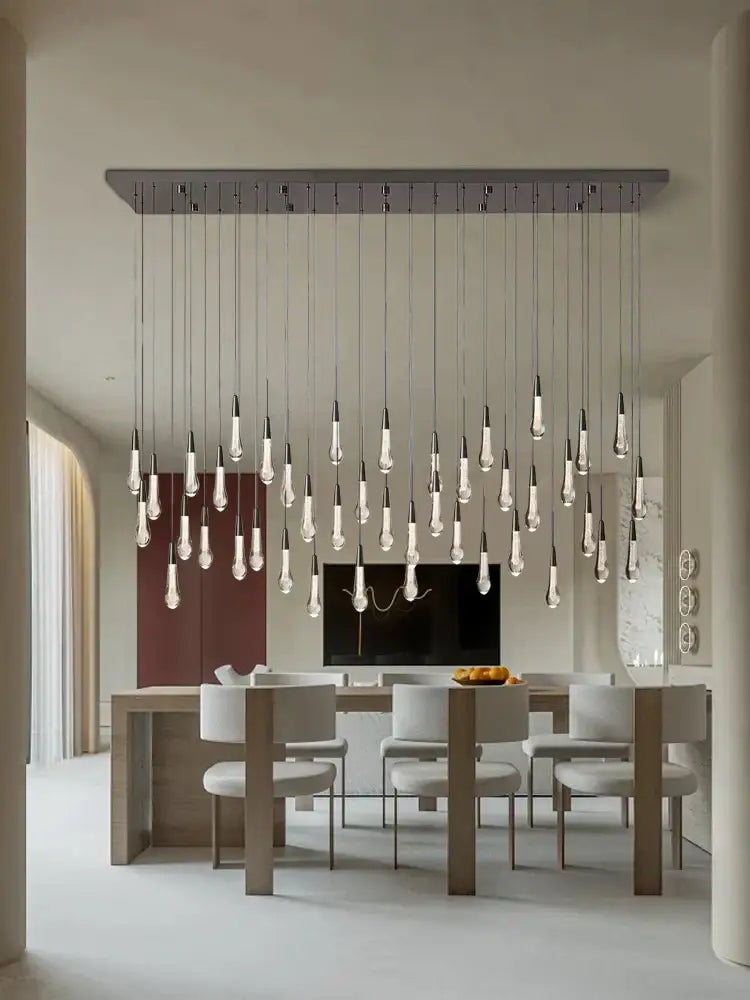 Modern brass crystal ceiling pendant light – dining room teardrop