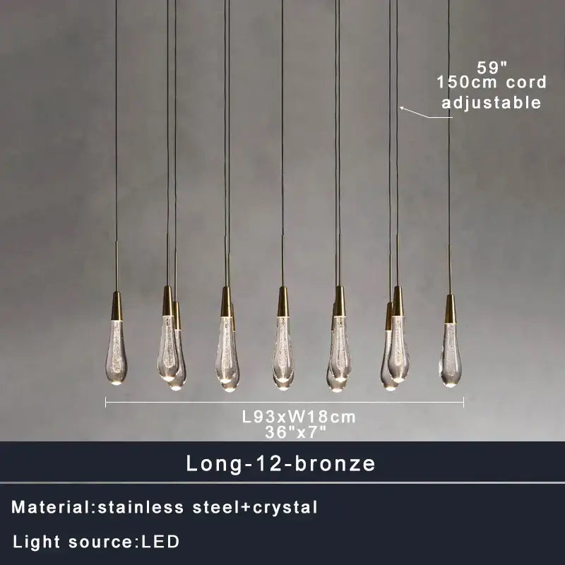Modern brass crystal ceiling pendant light – dining room teardrop