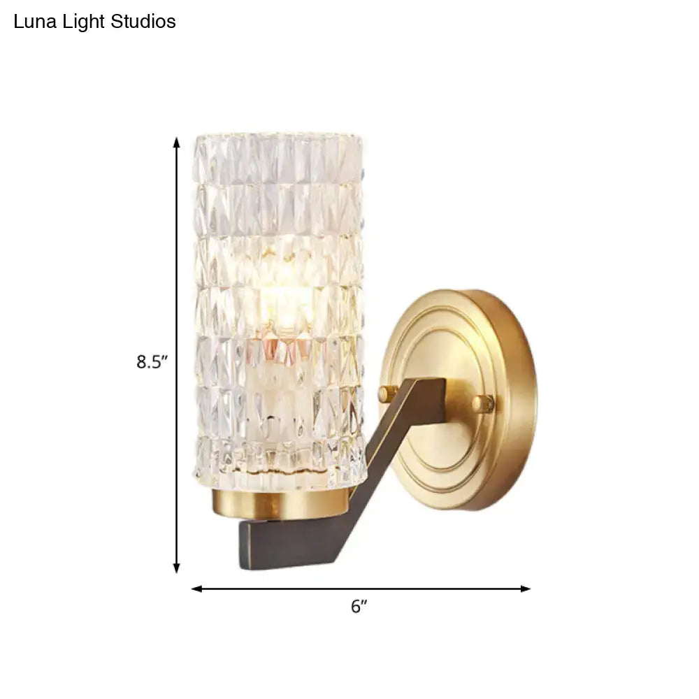 Modern brass crystal flush wall sconce bedroom wall lamp