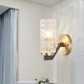 Modern brass crystal flush wall sconce bedroom wall lamp