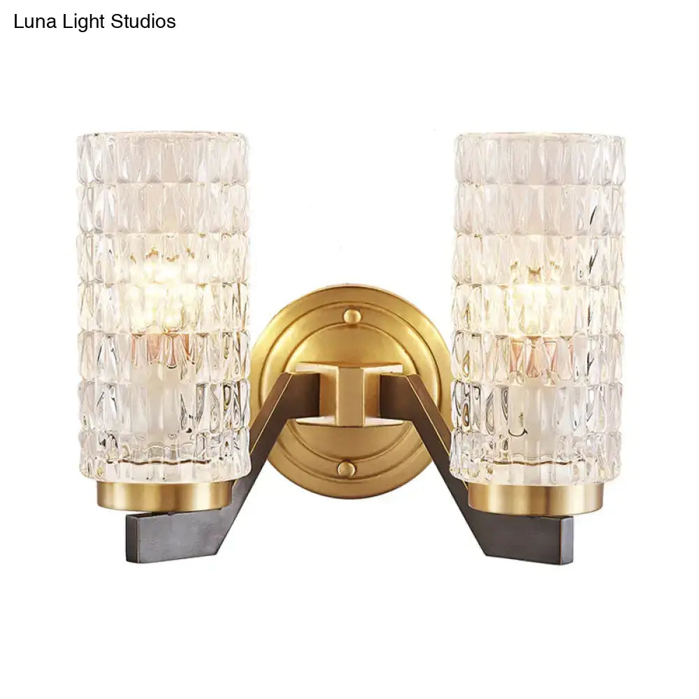 Modern brass crystal flush wall sconce bedroom wall lamp