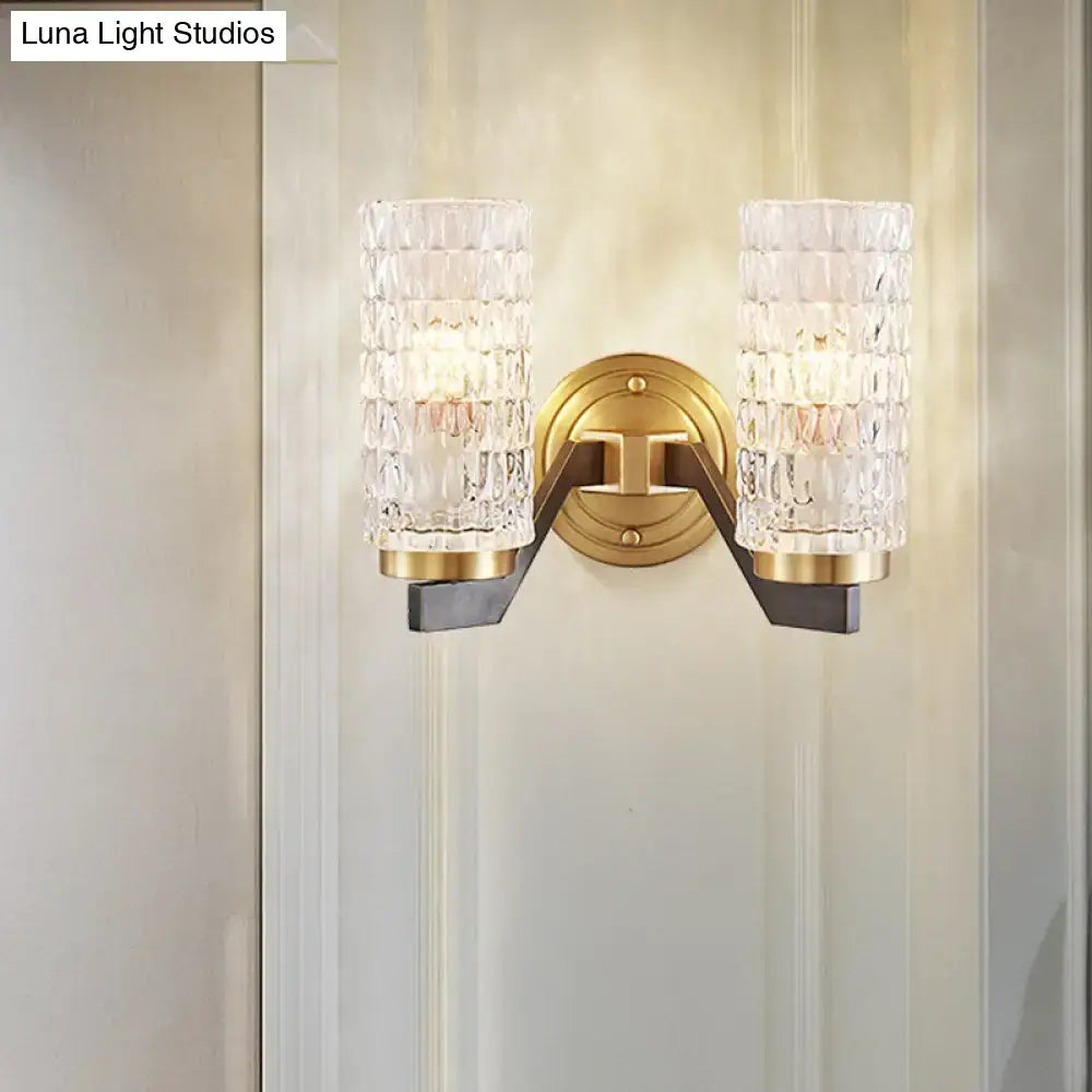 Modern brass crystal flush wall sconce bedroom wall lamp