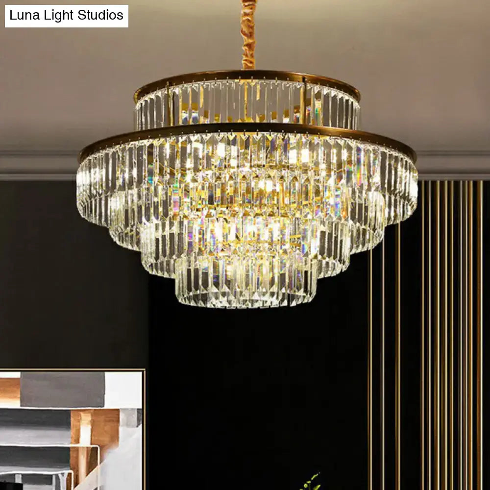 Modern brass crystal prism pendant light for living room