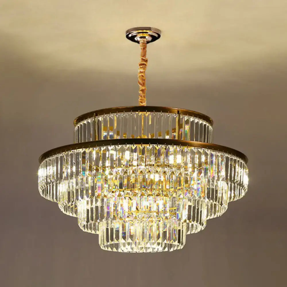 Modern brass crystal prism pendant light for living room