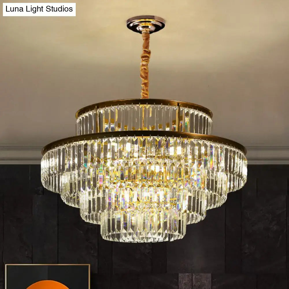 Modern brass crystal prism pendant light for living room