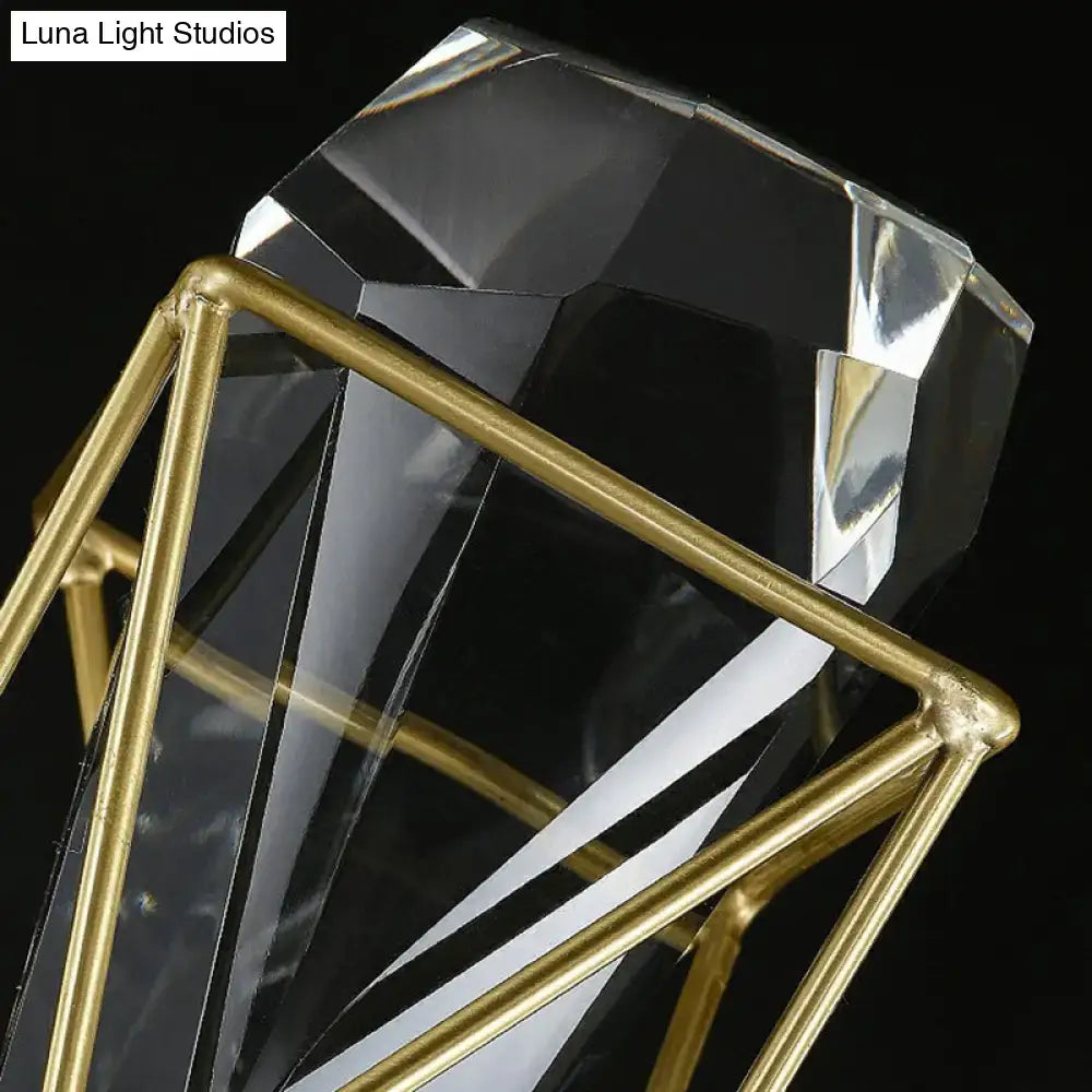 Modern brass crystal rock wall sconce bedroom fixture