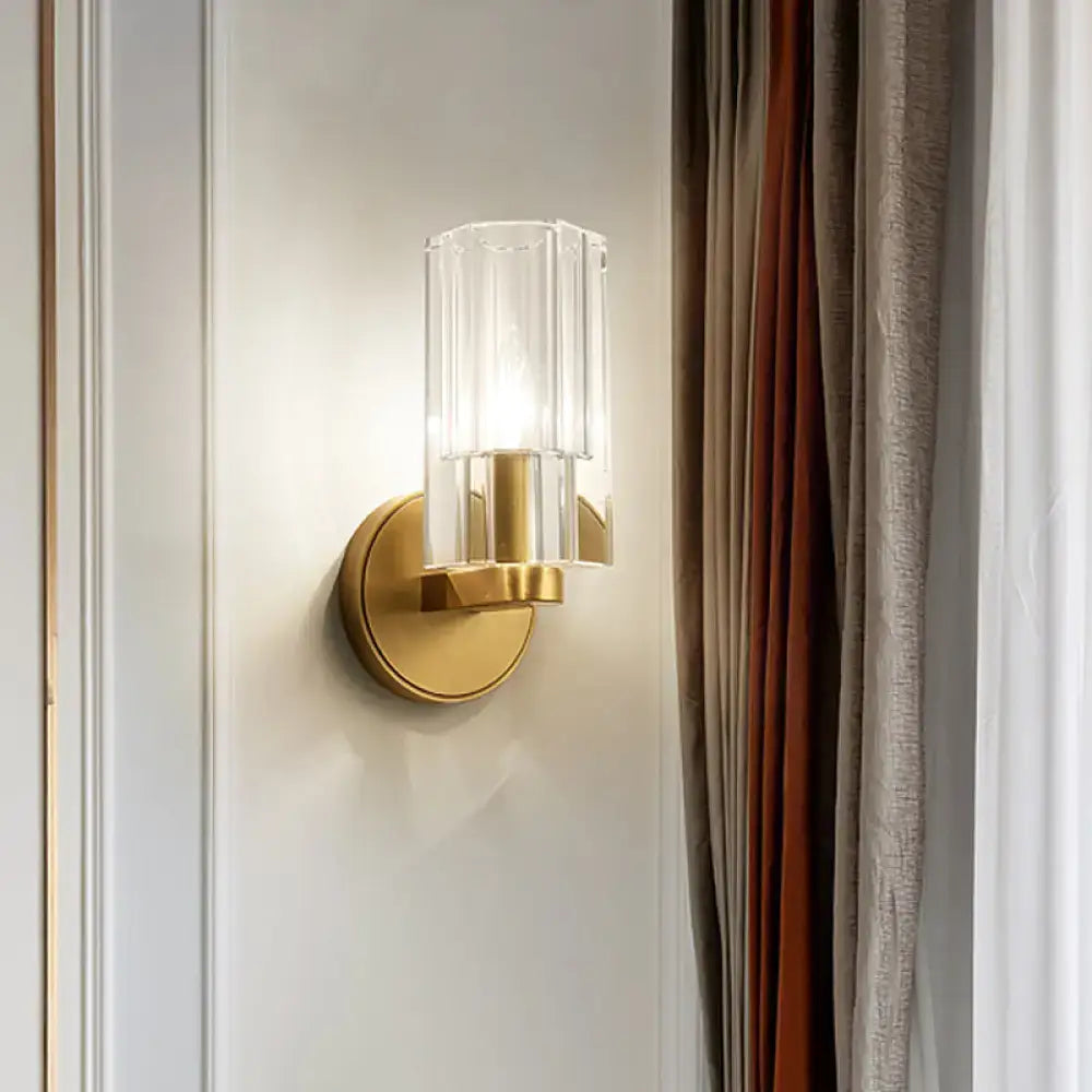 Modern brass crystal wall mount lamp bedroom sconce