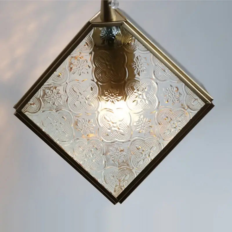 Modern brass cube led wall lights bedroom glass sconce with pull switch