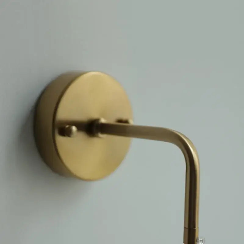 Modern brass cube led wall lights bedroom glass sconce with pull switch
