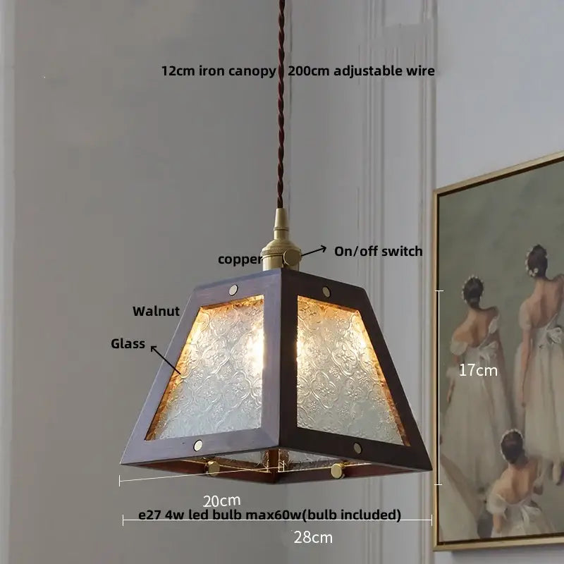 Modern brass & dark wood led wood pendant light dining room