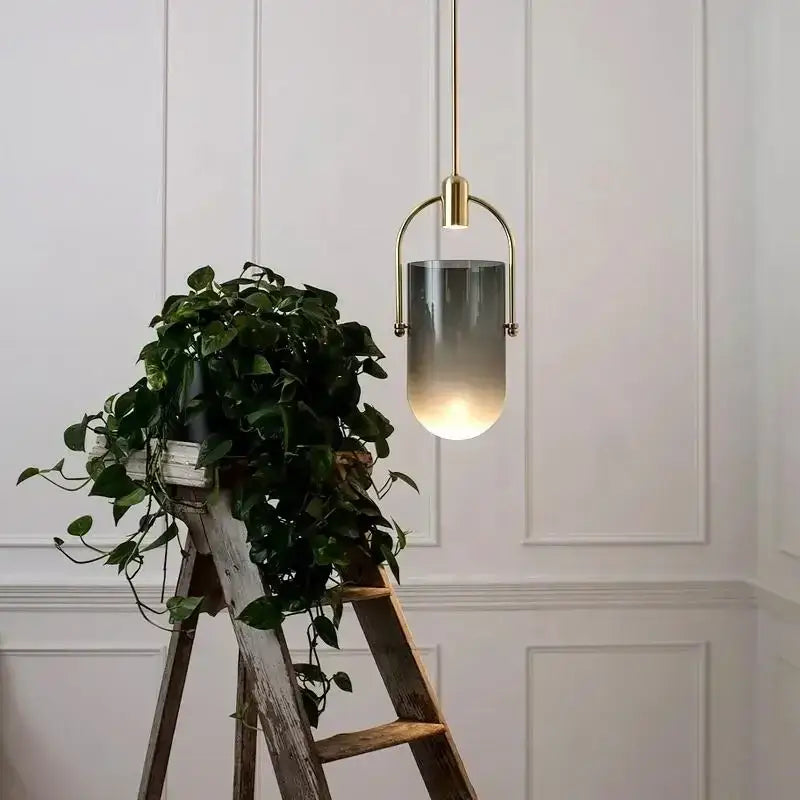 Modern brass decorbites bucket chandelier dining room glass lamp