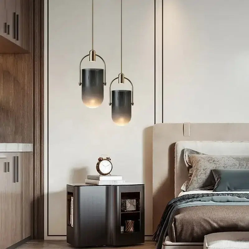 Modern brass decorbites bucket chandelier dining room glass lamp