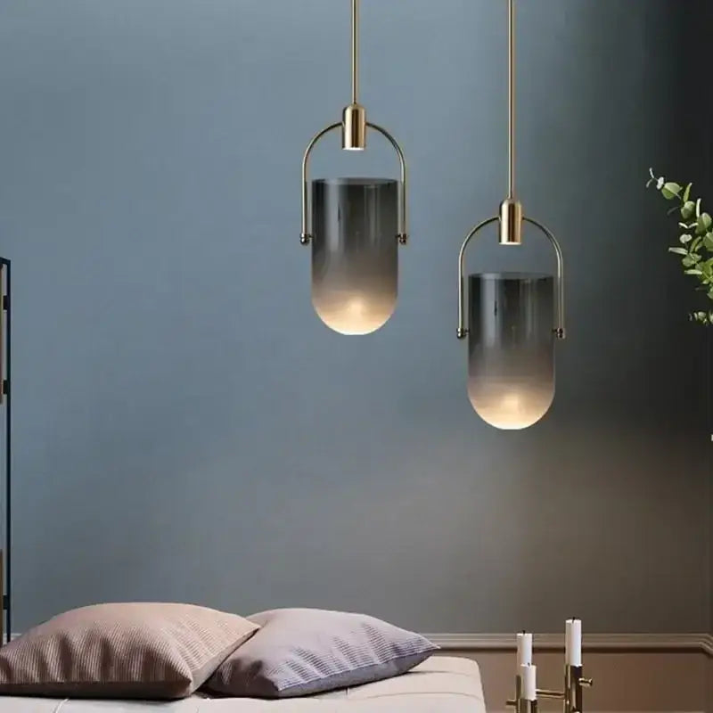 Modern brass decorbites bucket chandelier dining room glass lamp