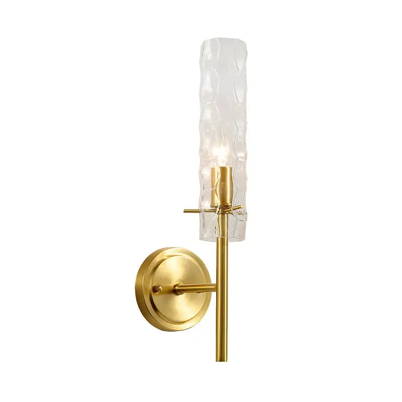Modern brass dimpled blown glass wall light bedroom sconce