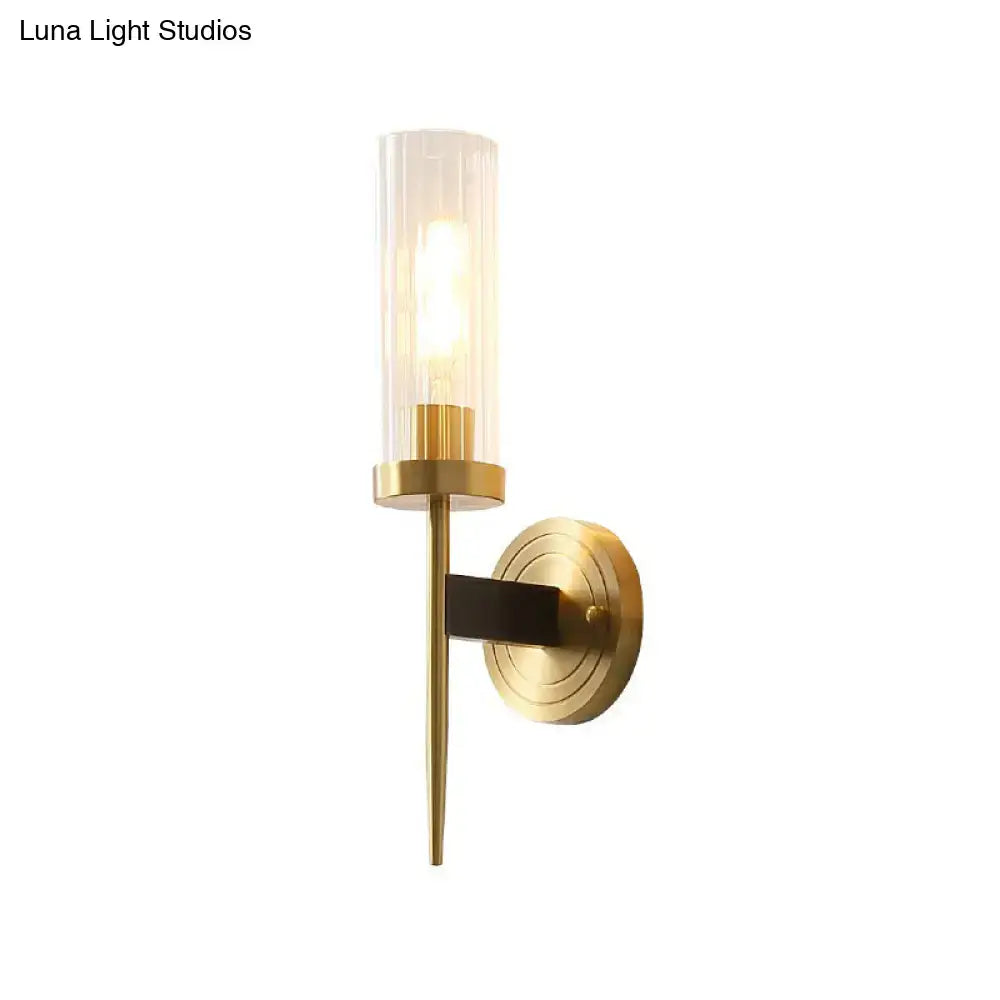 Modern brass finish glass tube wall light living room