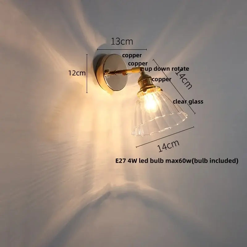 Modern brass floral clear glass wall sconce stair light