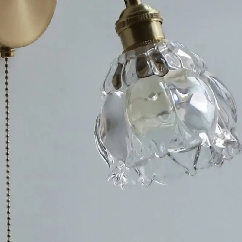 Modern brass flower glass base led wall sconce bedroom light