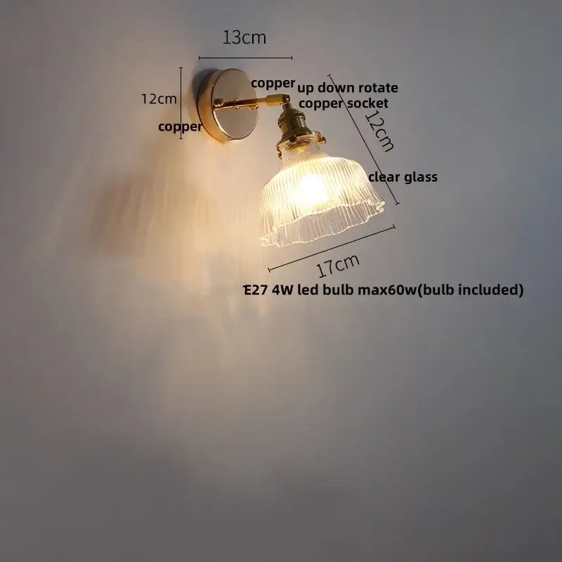 Modern brass flower glass base led wall sconce bedroom light