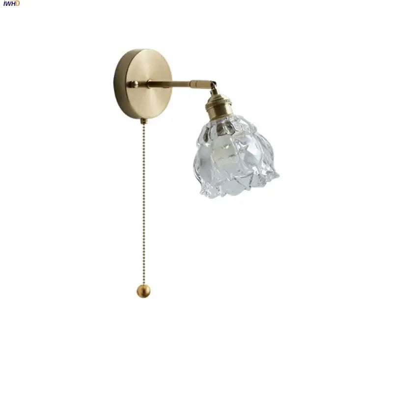 Modern brass flower glass base led wall sconce bedroom light